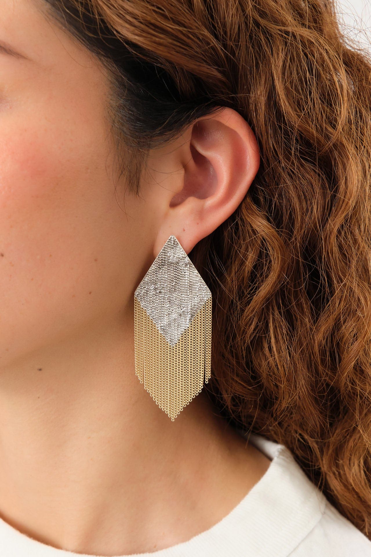 Hannah Keefe Jewelry Earrings Aly Earrings Brass Chain and Silver Solder / Pair