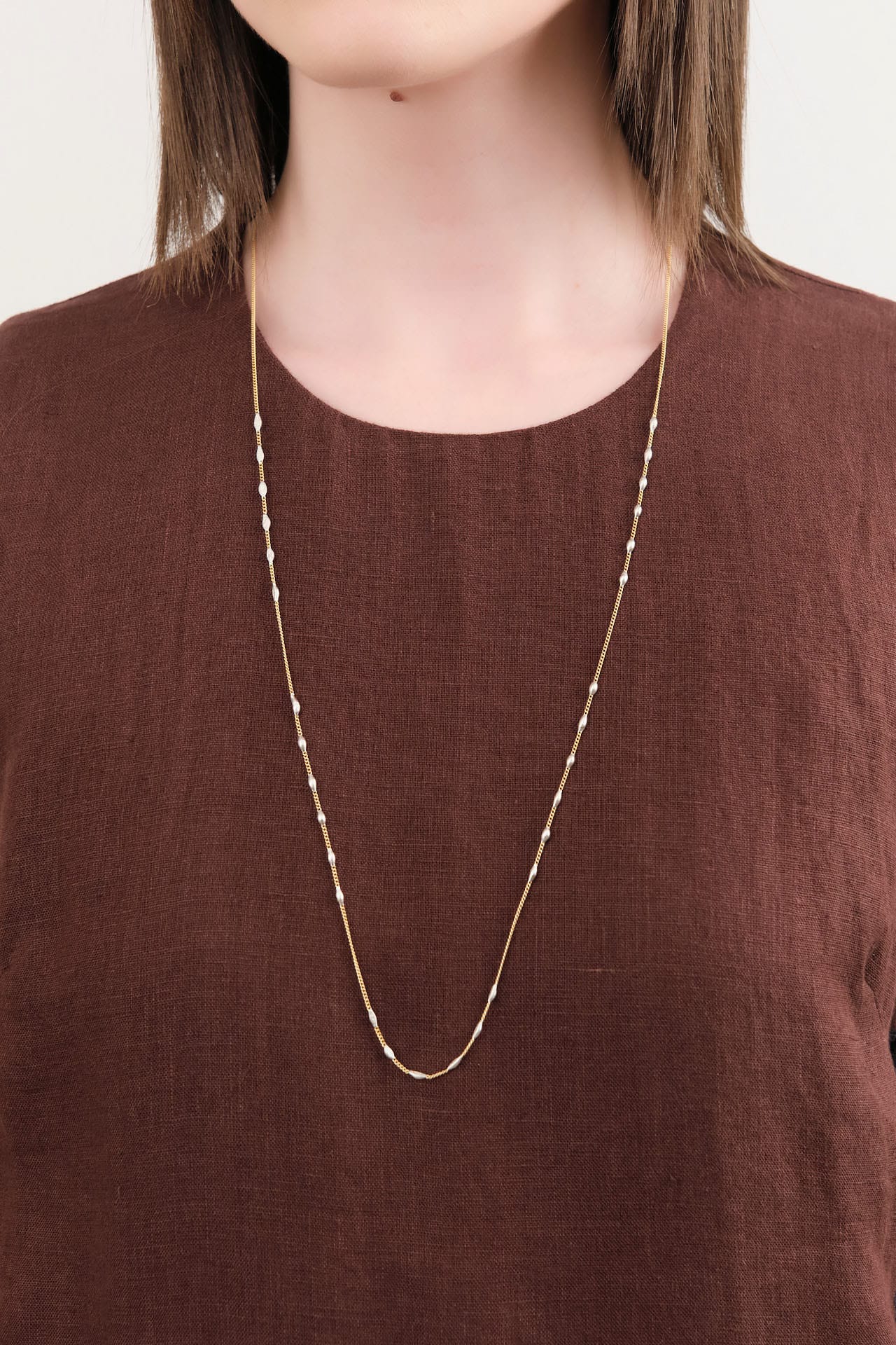 Hannah Keefe Jewelry Necklaces Bead Necklace Version #2 Brass Chain and Silver Solder / 26" Chain