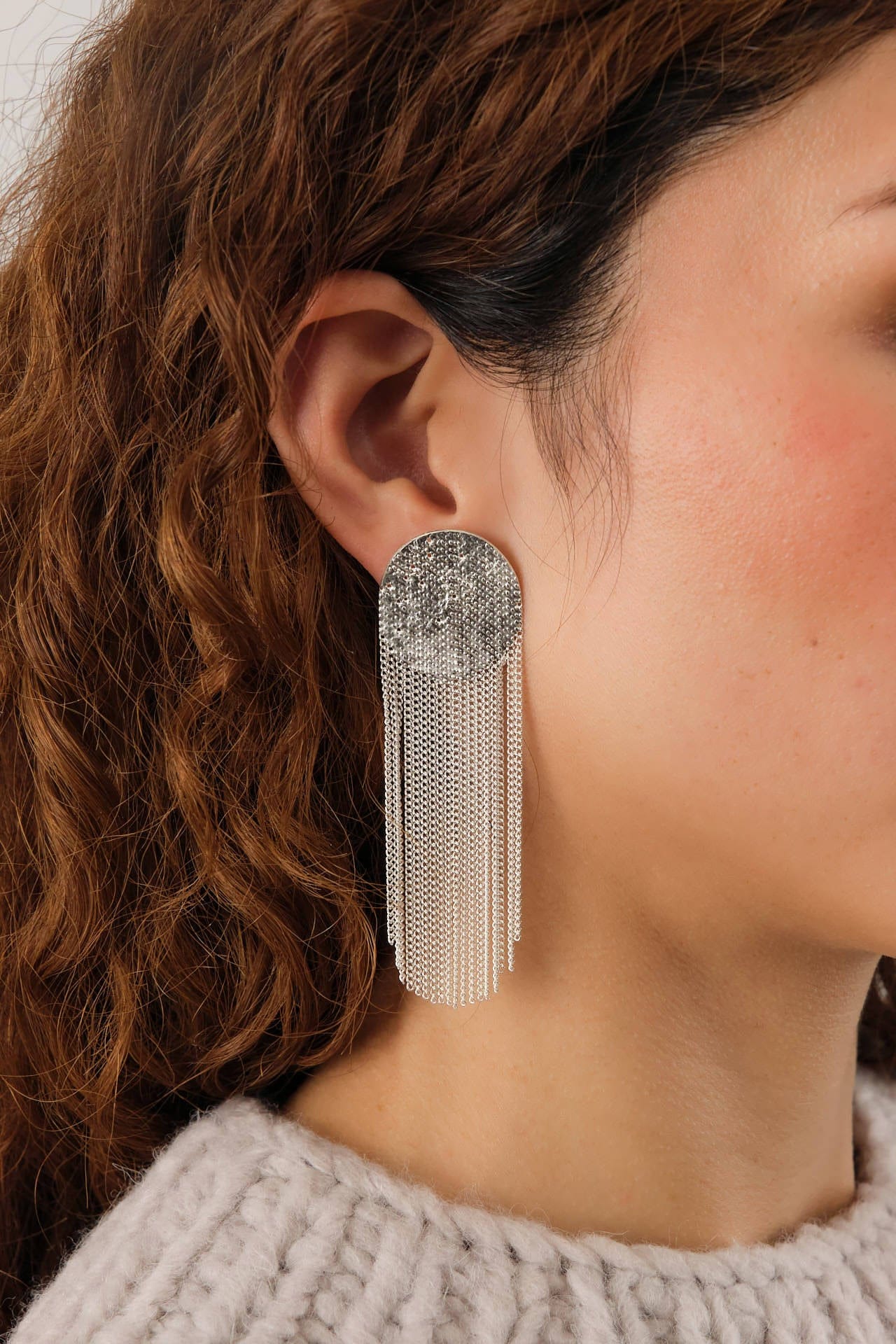 Hannah Keefe Jewelry Earrings Dot Earrings Silver Chain and Silver Solder / Pair