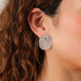 Hannah Keefe Jewelry Earrings Half Circle Stud Earrings Silver Chain and Silver Solder / Pair