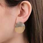 Hannah Keefe Jewelry Earrings Half Circle Stud Earrings in Brass Brass Chain and Silver Solder / Pair