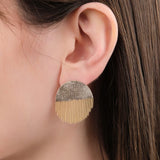 Hannah Keefe Jewelry Earrings Half Circle Stud Earrings in Brass Brass Chain and Silver Solder / Pair