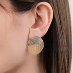 Hannah Keefe Jewelry Earrings Half Circle Stud Earrings in Brass Brass Chain and Silver Solder / Pair