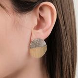 Hannah Keefe Jewelry Earrings Half Circle Stud Earrings in Brass Brass Chain and Silver Solder / Pair