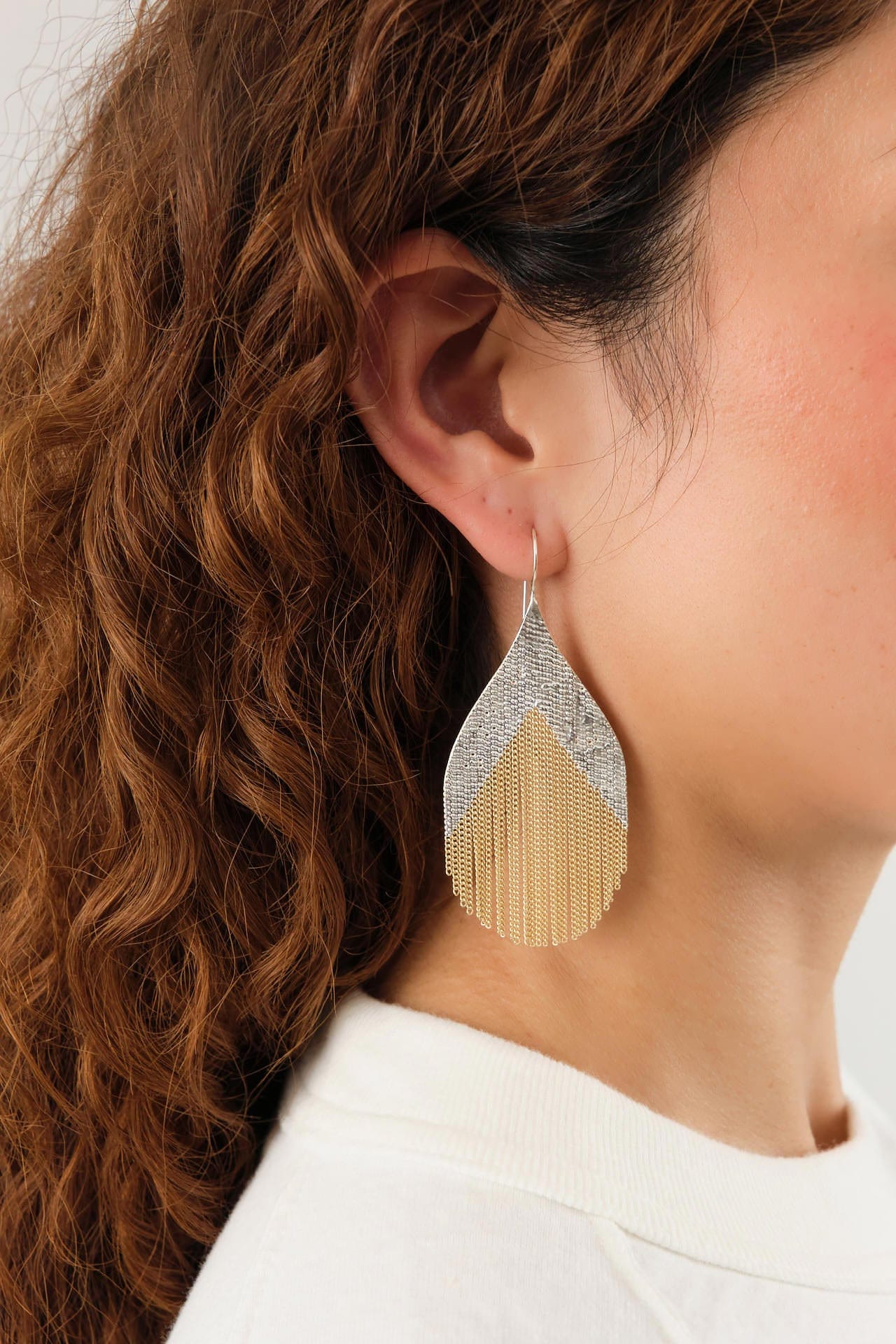 Hannah Keefe Jewelry Earrings Nouveau Earrings Brass Chain and Silver Solder / Pair