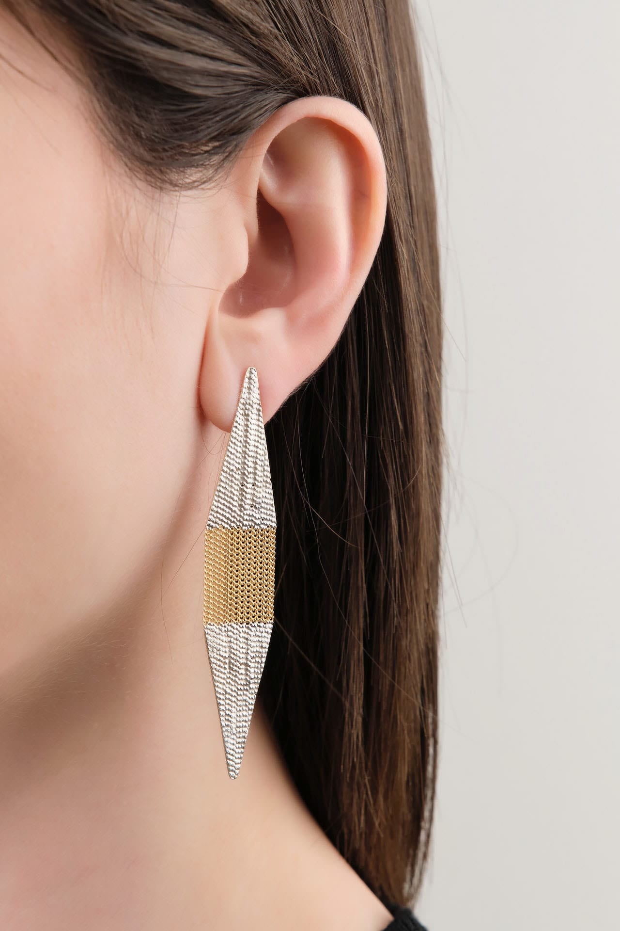 Hannah Keefe Jewelry Earrings Shard Earrings Brass Chain and Silver Solder / Pair