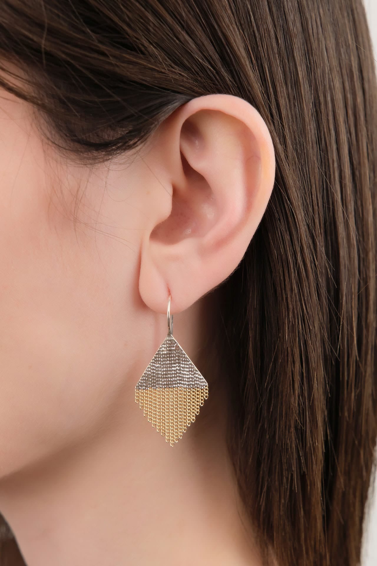 Hannah Keefe Jewelry Earrings Small Confetti Earrings in Brass Brass Chain and Silver Solder / Pair