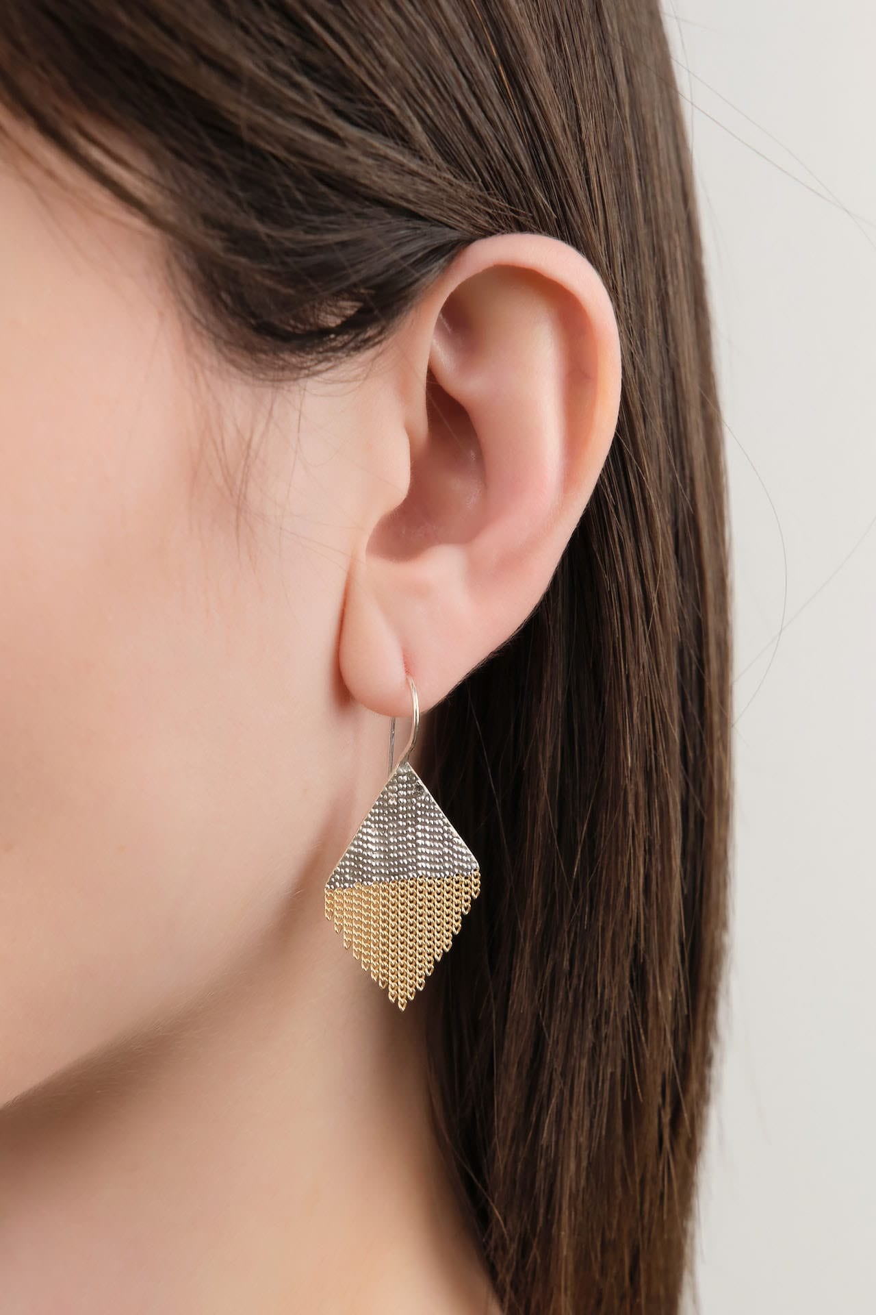 Hannah Keefe Jewelry Earrings Small Confetti Earrings in Brass Brass Chain and Silver Solder / Pair