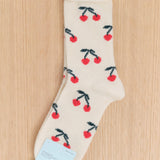 Hansel From Basel Accessories Socks and Tights Cherry Bomb Cashmere Crew Socks in Ivory Ivory / One Size