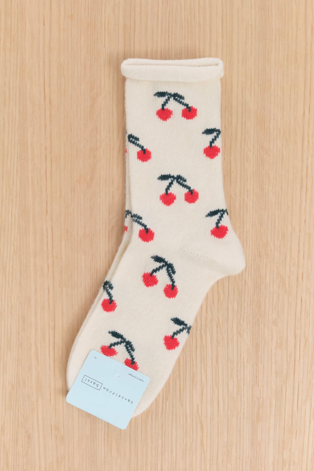 Hansel From Basel Accessories Socks and Tights Cherry Bomb Cashmere Crew Socks in Ivory Ivory / One Size