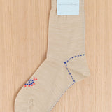 Hansel From Basel Accessories Socks and Tights Heart Crossstitch Crew Ecru / One Size
