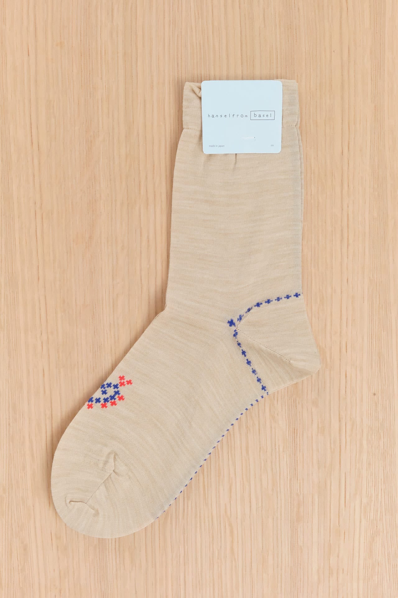 Hansel From Basel Accessories Socks and Tights Heart Crossstitch Crew Ecru / One Size