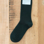 Hansel from Basel Italia Cashmere Cozy Rib Crew Socks in Forest Green