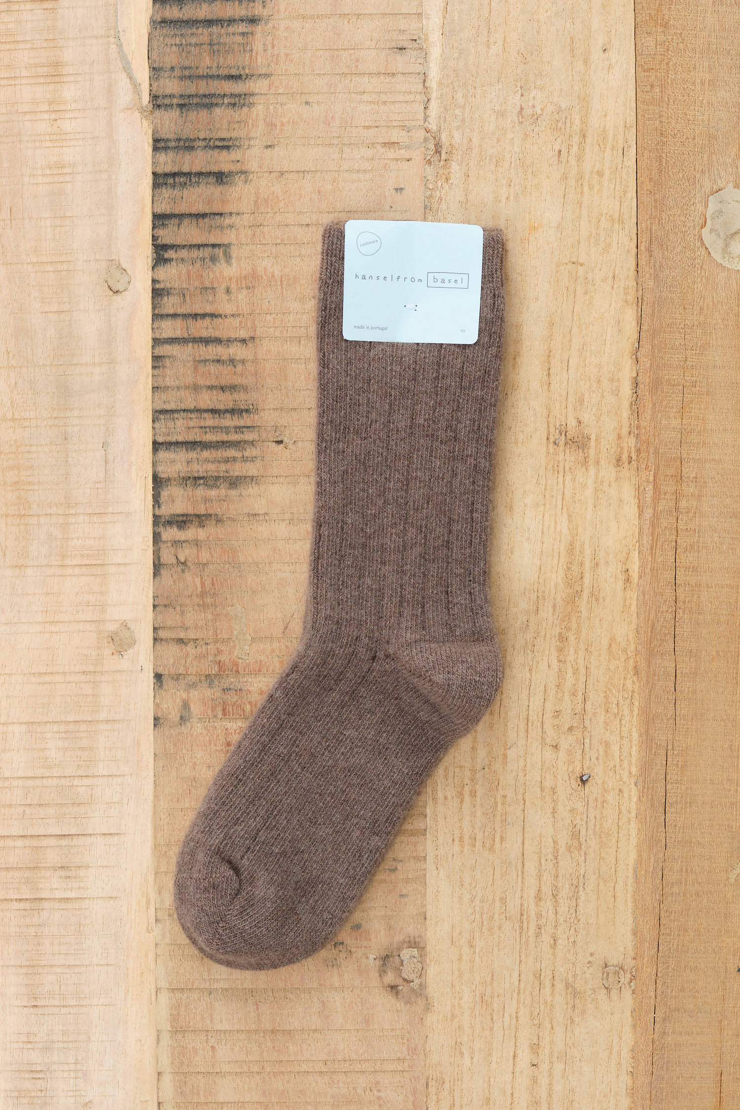 Llama Brown Italia Cashmere Cozy Rib Crew Socks by Hansel from Basel