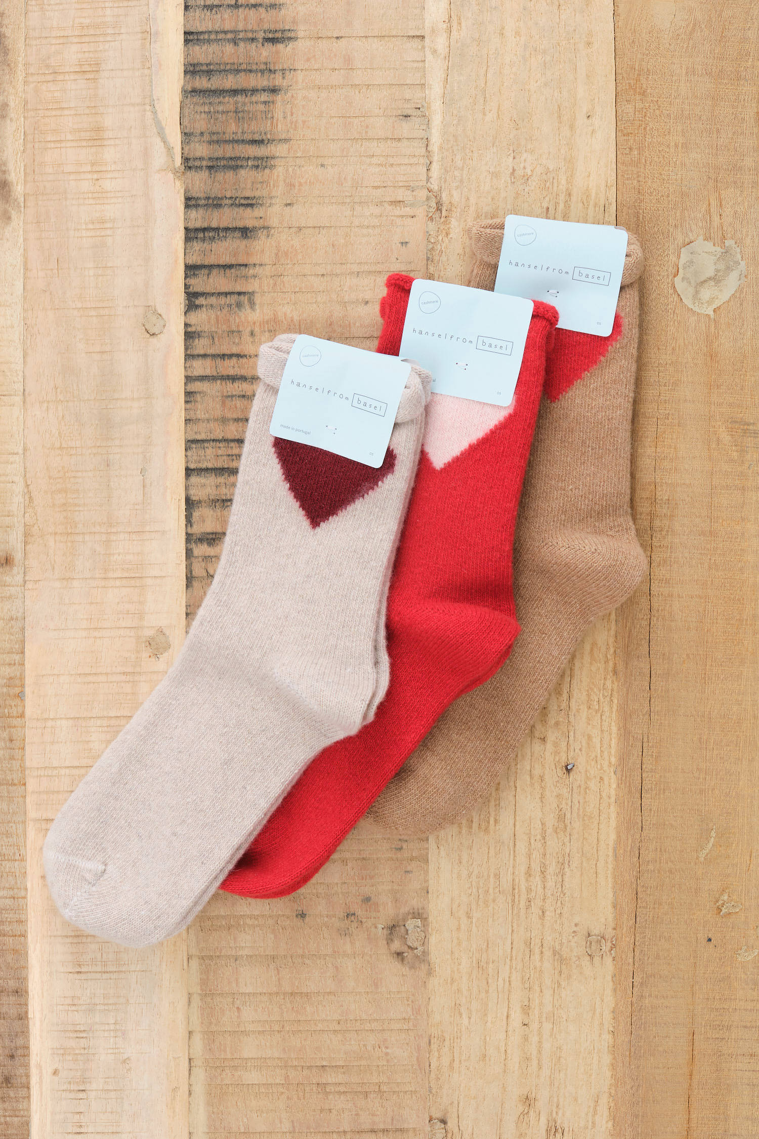 Love Cashmere Crew Socks by Hansel from Basel in Red