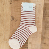 Hansel From Basel Accessories Socks and Tights Nautical Stripe Crew Socks Mocha / One Size