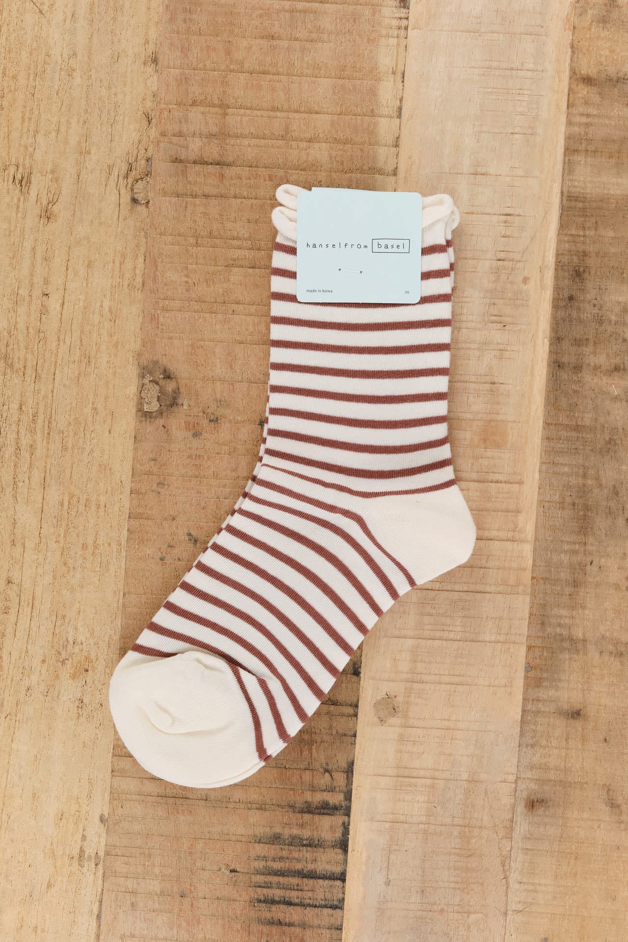 Hansel From Basel Accessories Socks and Tights Nautical Stripe Crew Socks Mocha / One Size