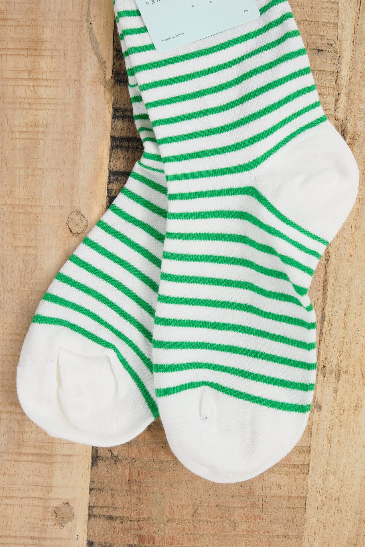 Hansel From Basel Accessories Socks and Tights Nautical Stripe Crew Socks in Green Green / One Size