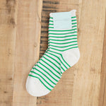 Hansel From Basel Accessories Socks and Tights Nautical Stripe Crew Socks in Green Green / One Size