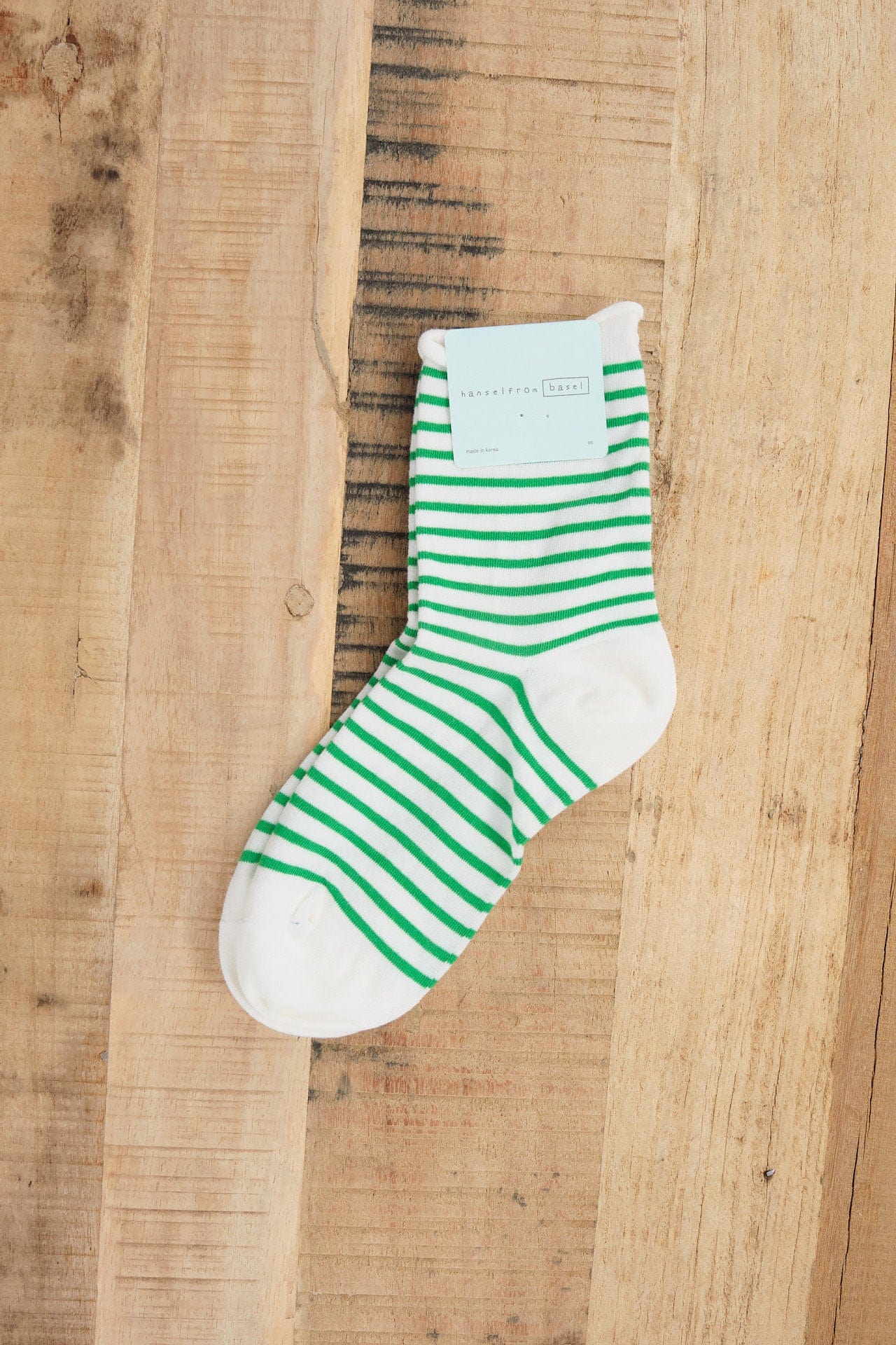 Hansel From Basel Accessories Socks and Tights Nautical Stripe Crew Socks in Green Green / One Size