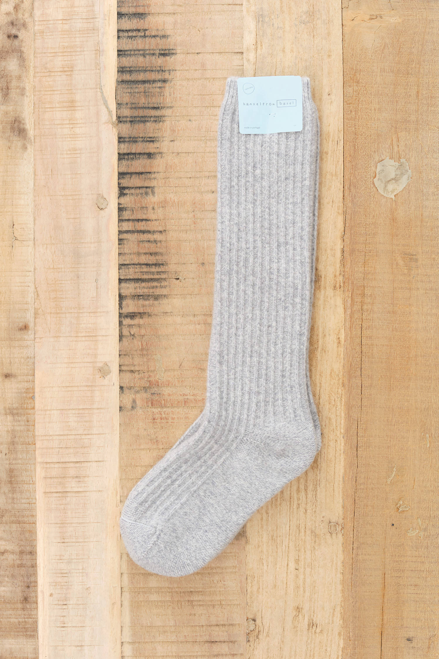 Hansel from Basel Reverse Rib Knee Hi Socks in Mist