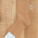 Hansel From Basel Accessories Socks and Tights Italia Cashmere Cozy Rib Crew Socks Camel / One Size