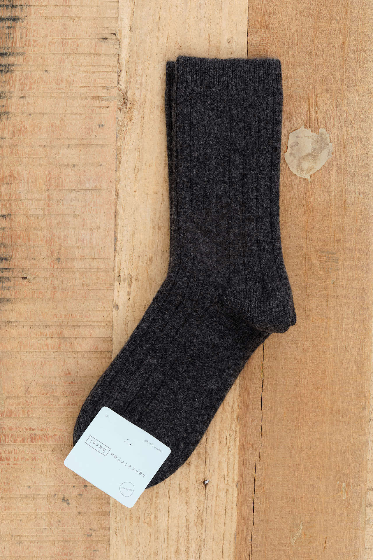 Hansel From Basel Accessories Socks and Tights Italia Cashmere Cozy Rib Crew Socks Charcoal / One Size
