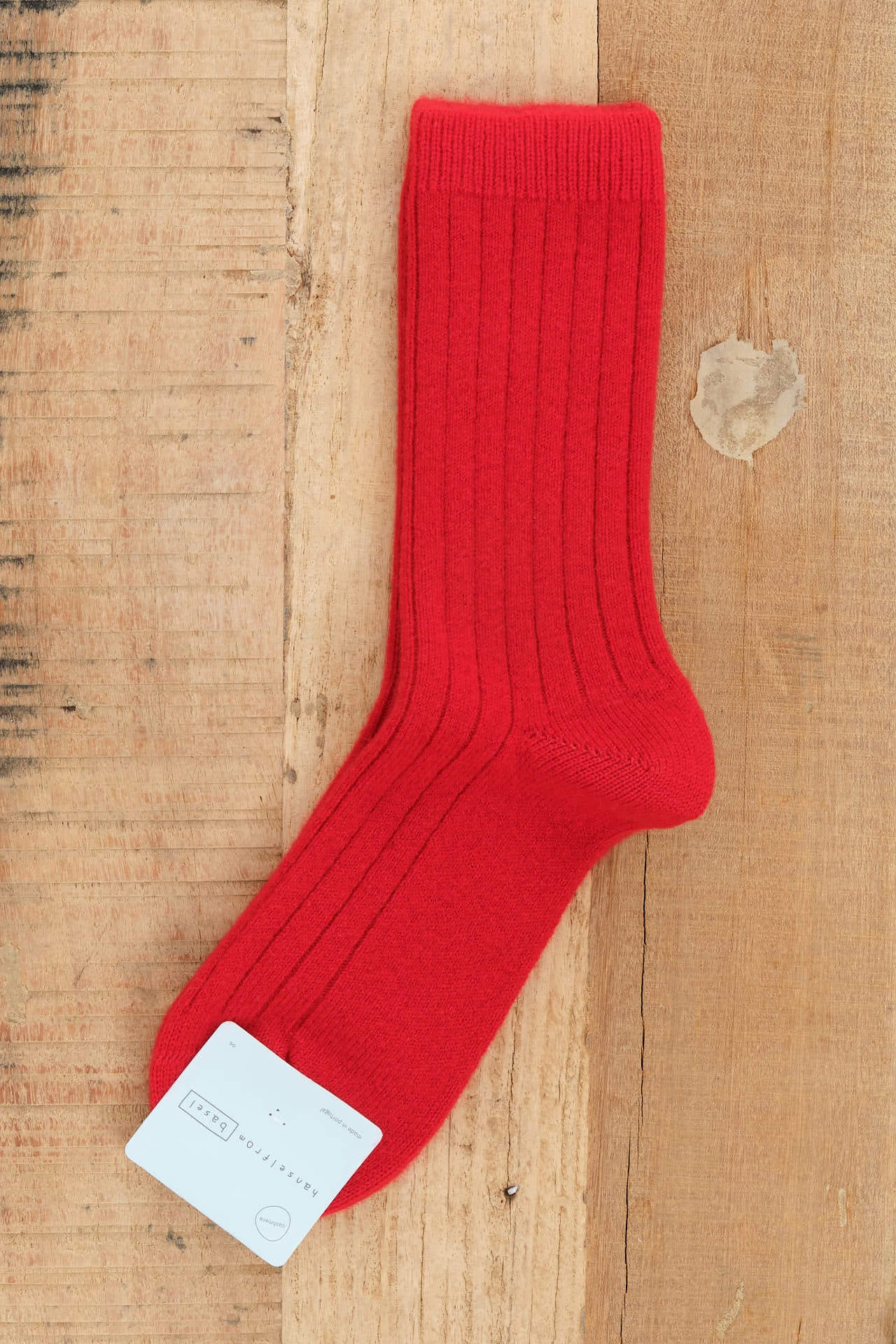Hansel From Basel Accessories Socks and Tights Italia Cashmere Cozy Rib Crew Socks Scarlet / One Size