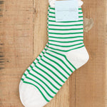 Hansel From Basel Accessories Socks and Tights Nautical Stripe Crew Socks Green / One Size