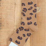 Hansel From Basel Accessories Socks and Tights Cheetah Cashmere Crew Socks Camel / One Size