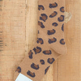 Hansel From Basel Accessories Socks and Tights Cheetah Cashmere Crew Socks Camel / One Size