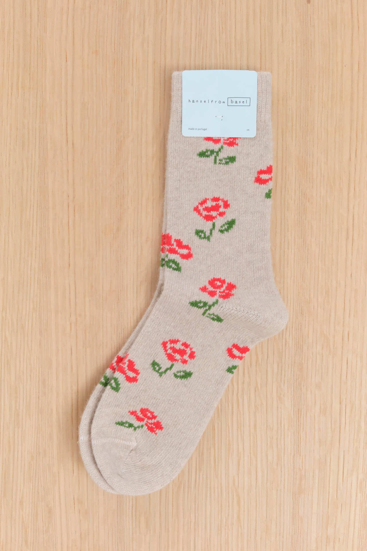 Hansel From Basel Accessories Socks and Tights Sporatic Rose Cashmere Crew Socks Oatmeal / One Size