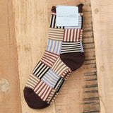 Hansel From Basel Accessories Socks and Tights Striped Tile Crew Socks Brown / One Size