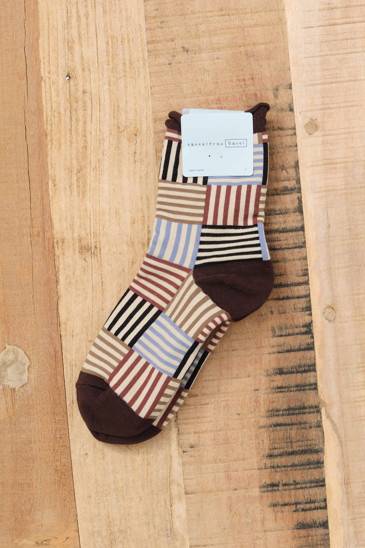 Hansel From Basel Accessories Socks and Tights Striped Tile Crew Socks Brown / One Size