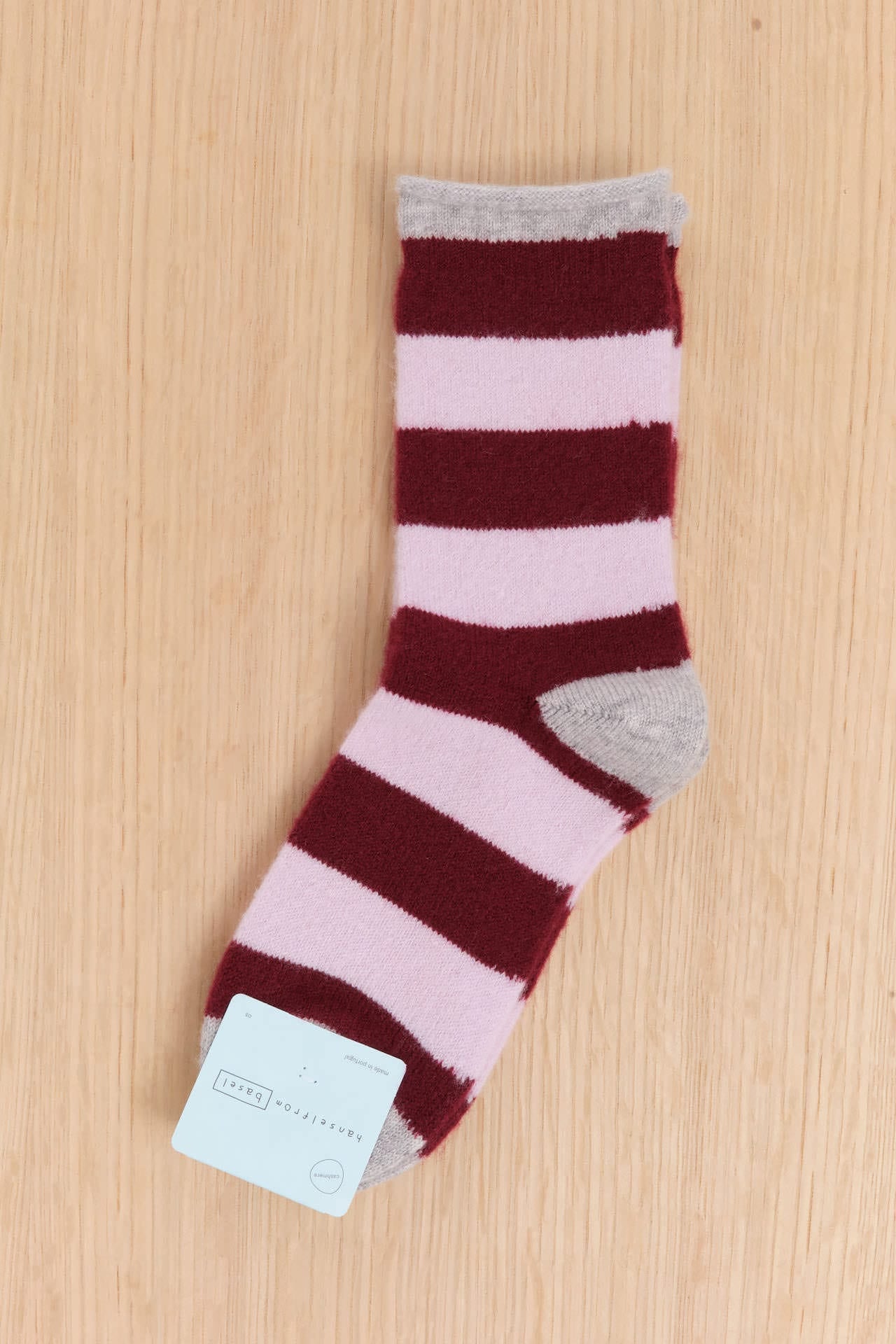 Hansel From Basel Accessories Socks and Tights Wide Stripe Cashmere Crew Socks Orchid / One Size