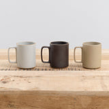 Ceramic 15 oz Mug in Gloss Gray Natural and Black by Hasami Porcelain 