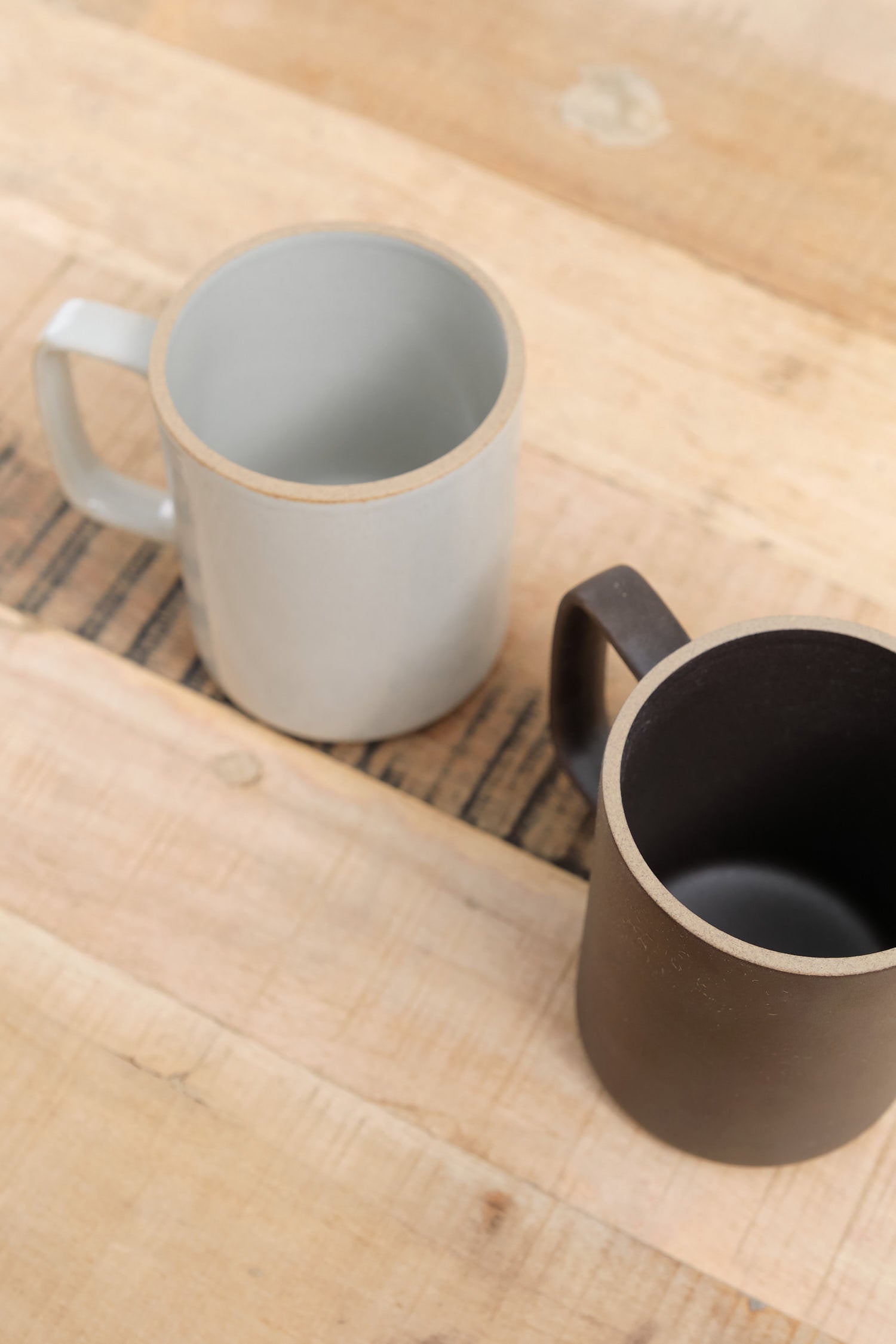 Gloss Gray Natural and Black Ceramic 15 oz Mug by Hasami Porcelain 