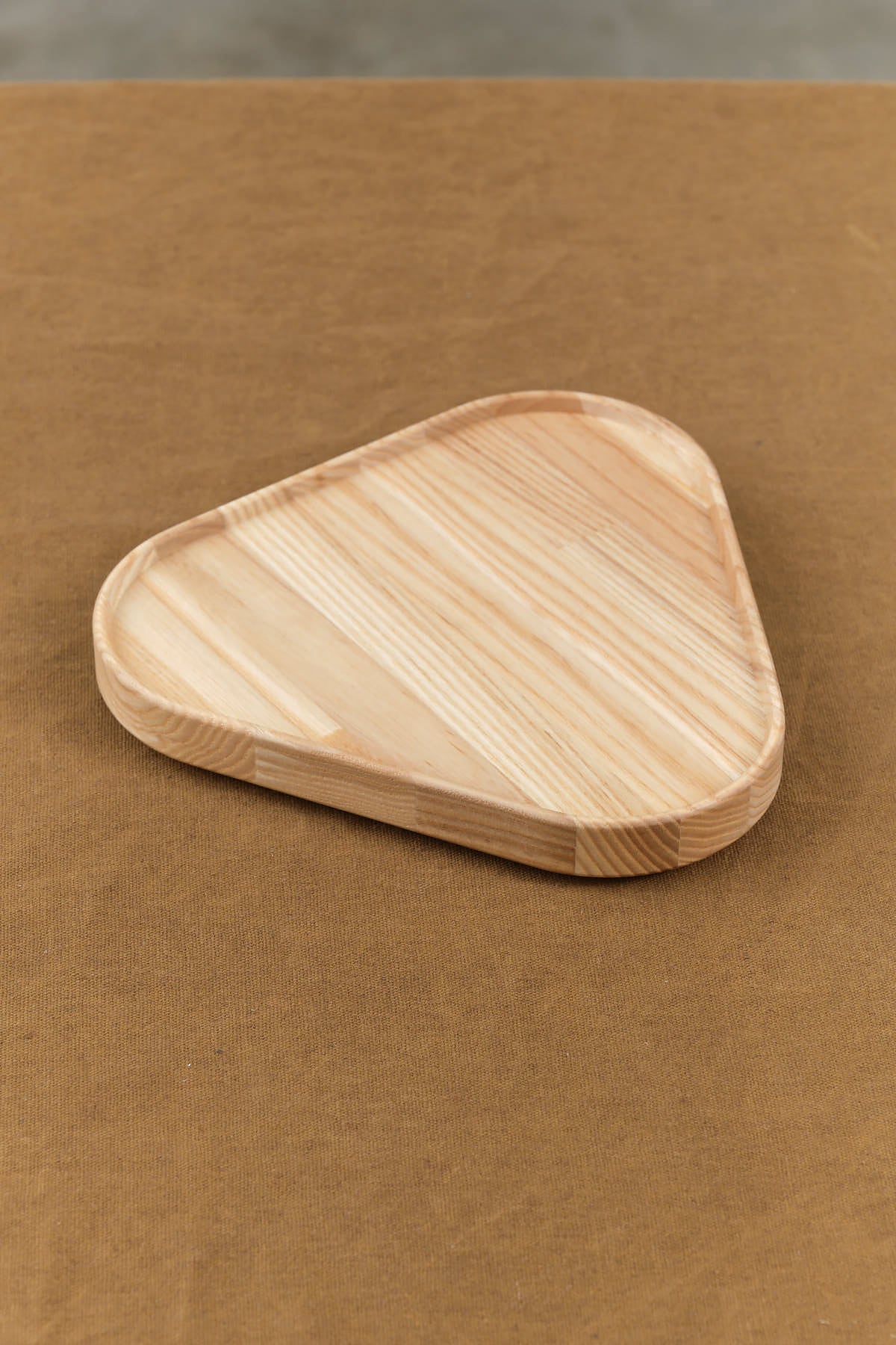 Front view of Ash Wooden Triangle Tray