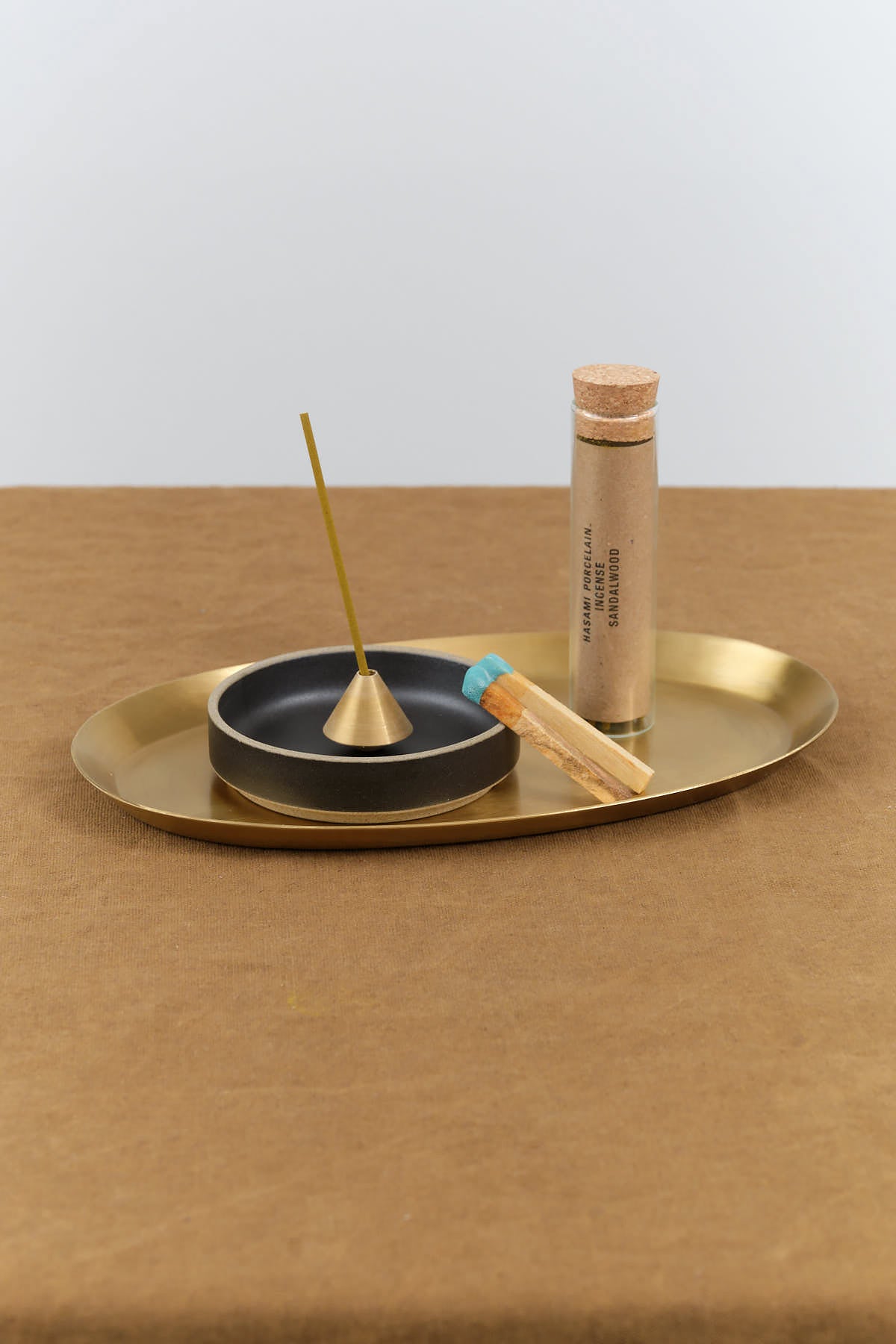 Brass incense holder, Hasami Porcelain