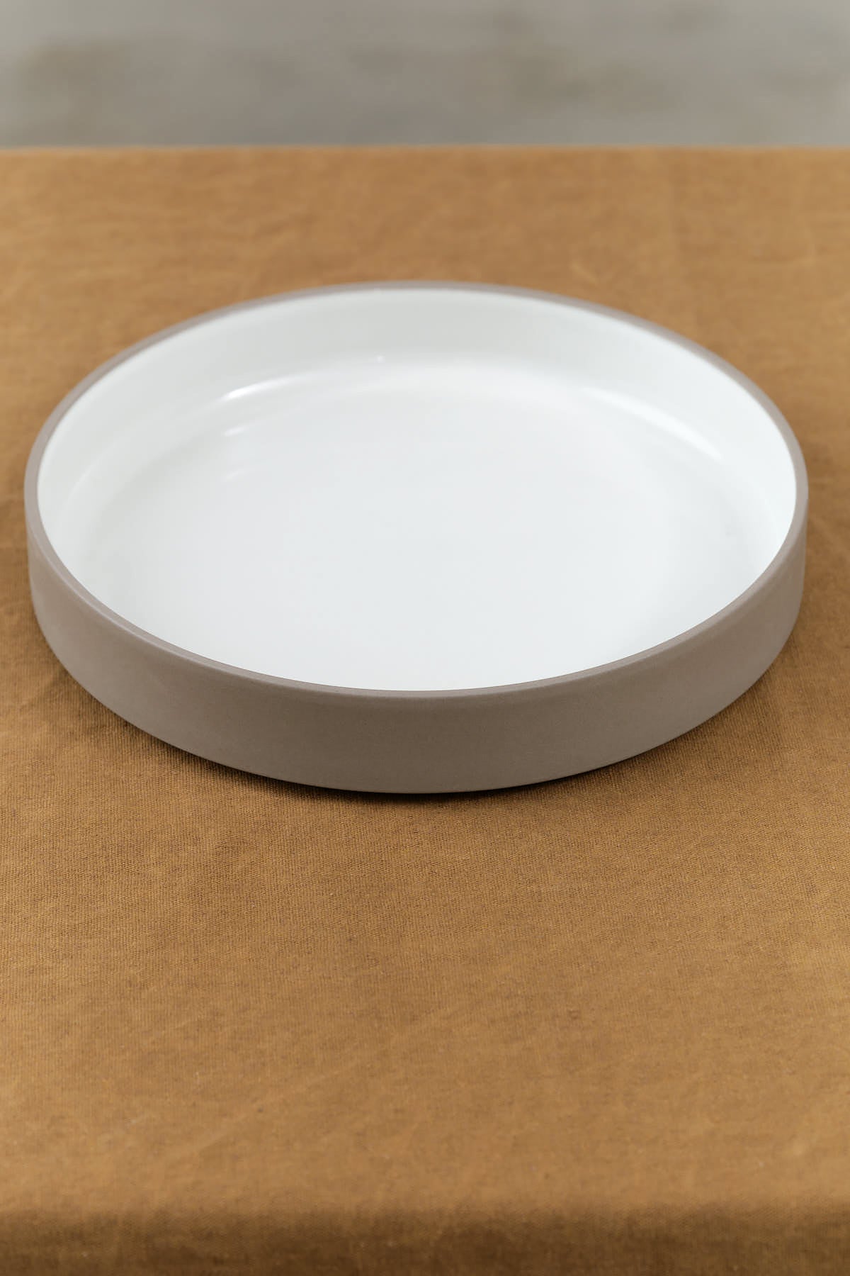 Front view of Large Glazed Shallow Bowl White