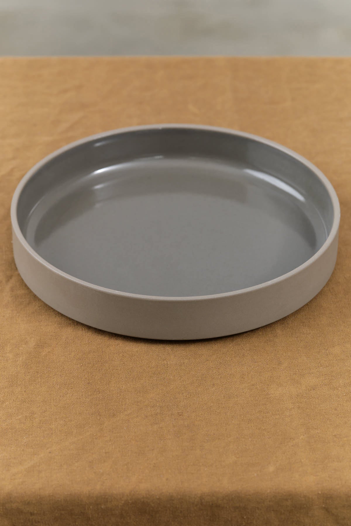 Front view of Large Glazed Shallow Bowl Grey