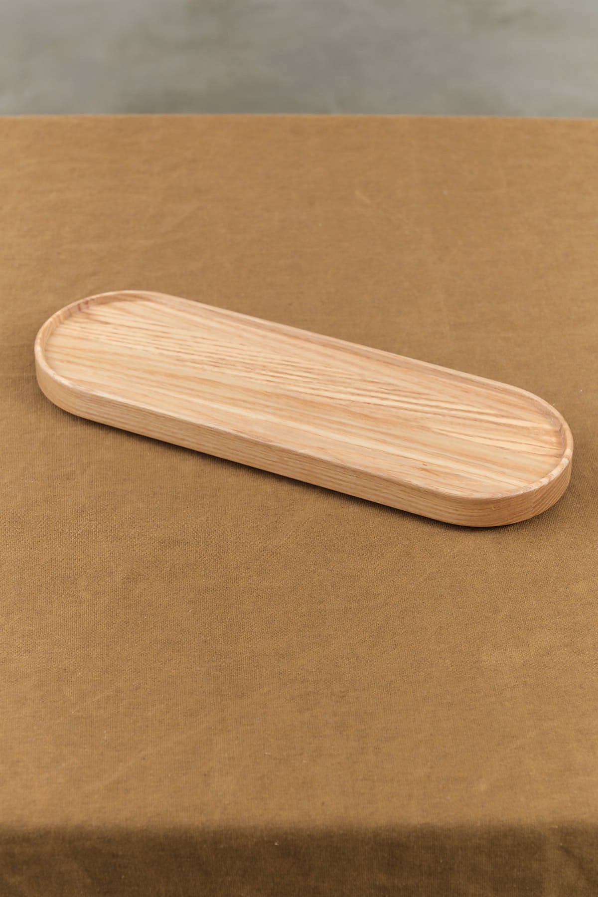 Top view of Long Ash Wooden Oval Tray