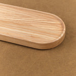 Closeup of Long Ash Wooden Oval Tray