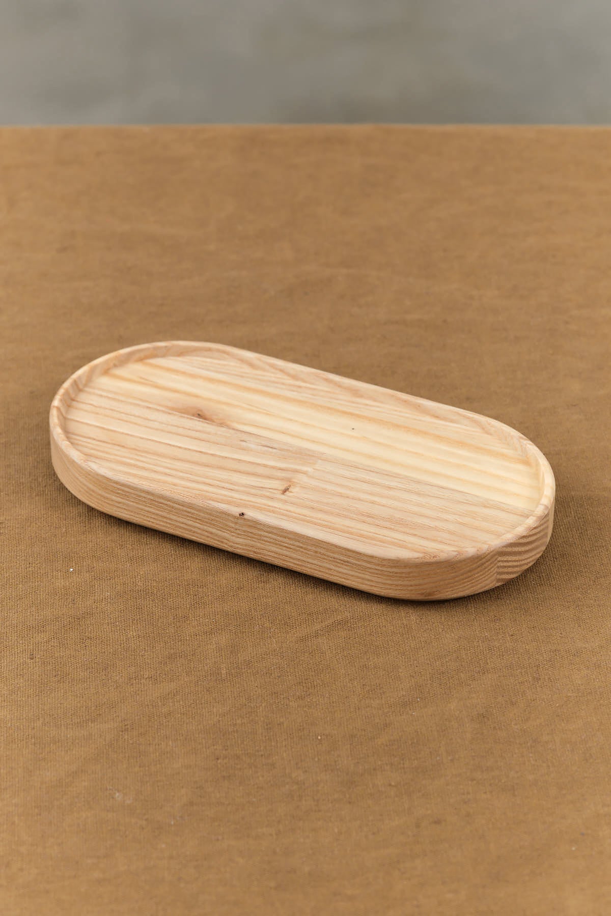 Front of Small Ash Wooden Oval Tray