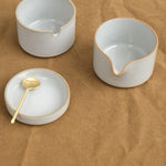Hasami Porcelain Sugar Pot, Lid and Creamer in Gloss Gray