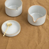 Hasami Porcelain Sugar Pot, Lid and Creamer in Gloss Gray