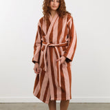 Hawkins New York Apparel Womens Lounge Simple Striped Terry Bathrobe in Blush/Terracotta Blush/Terracotta / Small