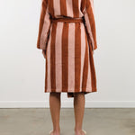 Hawkins New York Apparel Womens Lounge Simple Striped Terry Bathrobe in Blush/Terracotta