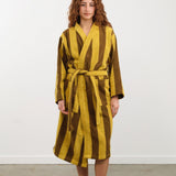 Hawkins New York Apparel Womens Lounge Simple Striped Terry Bathrobe in Mustard/Bronze Mustard/Bronze / Small