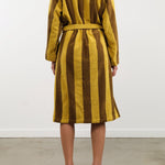 Hawkins New York Apparel Womens Lounge Simple Striped Terry Bathrobe in Mustard/Bronze